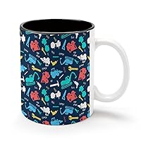 Vehicles Print 11Oz Coffee Mug Personalized Ceramics Cup Cold Drinks Hot Milk Tea Tumbler with Handle and Black Lining