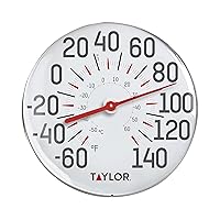 Metal Wall Indoor Outdoor Thermometer, 12 inch, White