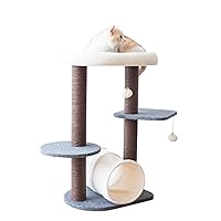 Cat Tree Cat Tower for Cat Activity with Scratching Postsand Toy Ball,Gray (Tunnel)