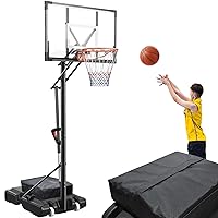 Basketball Hoop Outdoor 4.9-10ft Height Adjustable Portable Hoops & Goals with 44 Inch Backboard and Wheels for Kids/Teens/Adults - Perfect for Backyard, Driveway, and Indoor Play