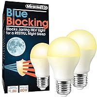 MiracleLED 604592 Miracle LED Blue Blocking Night Time Sleep Bulb Replacing Up To 60W to Replicate Setting Sun and Produce Melatonin Organically, Soothing Amber (Pack of 2)