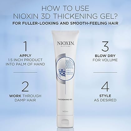 Nioxin Thickening Gel, Strong Hold and Texture for Thinning Hair, For Fuller and Smooth-Feeling Hair, 5.13 oz