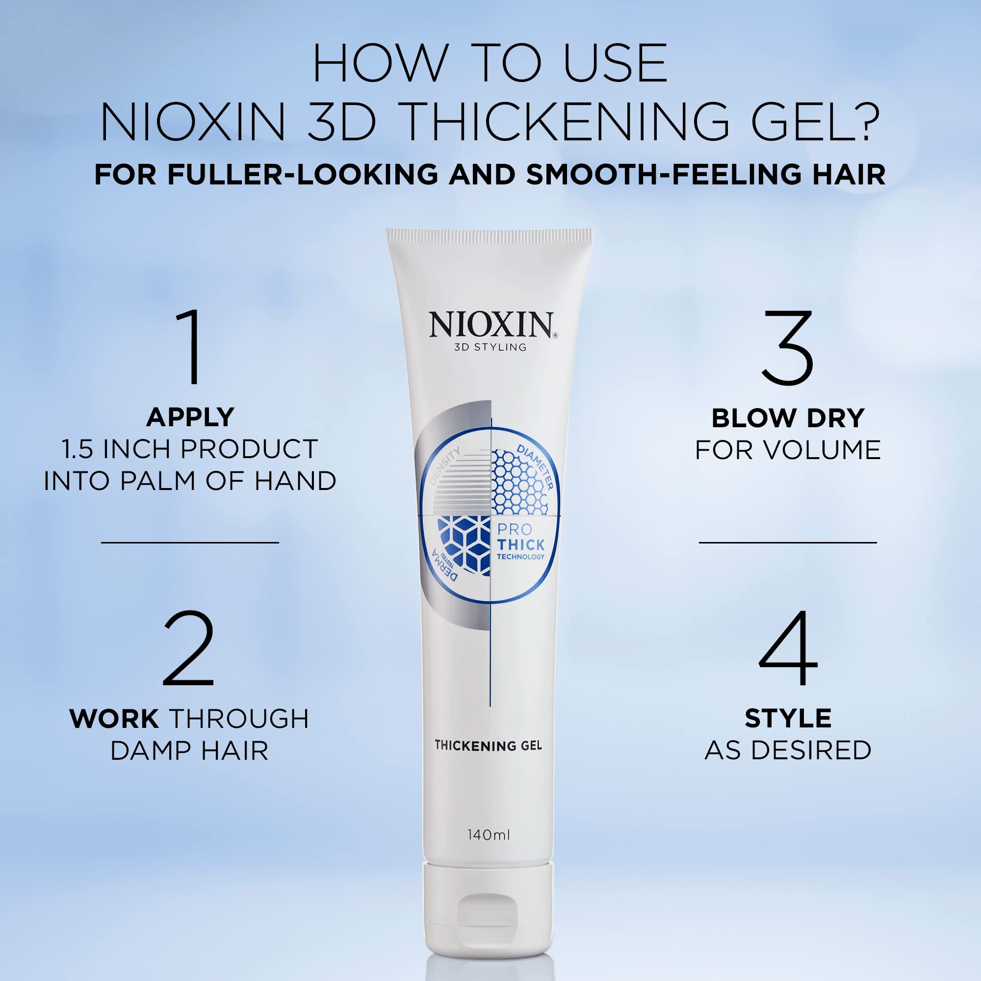 Nioxin Thickening Gel, Strong Hold and Texture for Thinning Hair, For Fuller and Smooth-Feeling Hair, 5.13 oz