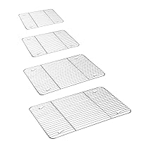 P&P CHEF Cooling Rack Set for Baking Cooking Roasting Oven Use, 4-Piece Stainless Steel Grill Racks, Fit Various Size Cookie Sheets - Oven & Dishwasher Safe