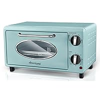 Elite Gourmet by Maximatic Americana Collection ETO147M Diner 50’s Retro Countertop Toaster oven, Bake, Toast, Fits 8” Pizza, Temperature Control & Adjustable 60-Minute Timer 1000W, 2 Slice, Mint