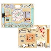 Double-Sided Montessori Busy Board for Toddlers Sensory Activities, Educational Wooden Toy for Kids Aging 2 to 5 Years Old, Ideal Choice for Baby Girls or Boys Birthday