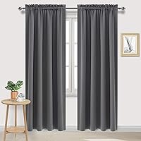 DWCN Dark Grey Blackout Curtains for Bedroom, Thermal Insulated Energy Saving Room Darkening Curtains for Living Room (W60 x L84 inch, Set of 2 Panels, Top of Rod Pocket)