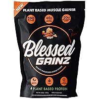 BLESSED Gainz Vegan Protein Powder Mass Gainer - 40g Plant Based Protein Powder - Meal Replacement Shake with Pea Protein Powder - Vegan Protein Shake - 40 Servings (Peanut Butter)