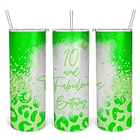 Generic 10 And Fabulous This Queen Born In 2014 Birthday Celebration Custom Personalized Name Insulated Skinny Tumbler 20oz 30oz Lid