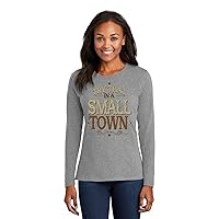 Try That in A Small Town American Grey Flag Disstressed Womens Long Sleeves
