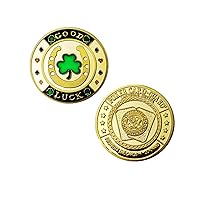 Fashion Poker Card Guard Chips Token Coin Gold Green Clover Good Luck Challenge Coin Collections with Coin Capsule