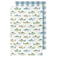 Now Designs Gone Fishin Printed and Woven Kitchen Towels, Set of 2