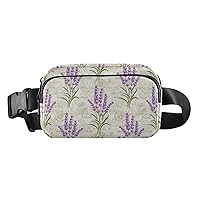 Lavender Purple Flowers Belt Bag for Women Men Water Proof Fanny Bag with Adjustable Shoulder Tear Resistant Fashion Waist Packs for Running