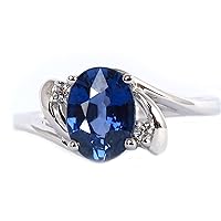 1.14 Carats Natural Blue Sapphire Oval Cut 7.40x5.45mm 18k White Gold Ring Size 6, Diamond 0.03ct