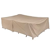 Modern Leisure 8576A Patio Table and Chairs Cover, Outdoor Furniture Set Cover, Waterproof, 76 L x 115 W x 30 H inches, Extra Large, Tan Khaki