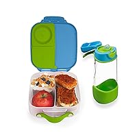 Mini Lunchbox & 15oz Sport Spout Water Bottle | Matching Bento Box/Lunch Box + Kids Drink Bottle | Color: Ocean Breeze | Capacity: Lunchbox 1L, Drink Bottle 15oz