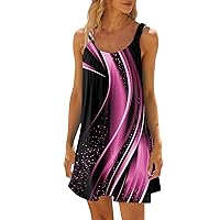 Dresses for Women 2024 Fashion Summer Beach Casual Print Sleeveless Cute Sling Dress