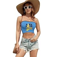Live Love Sotball Women's Sexy Crop Top Casual Sleeveless Tube Tops Clubwear for Raves Party
