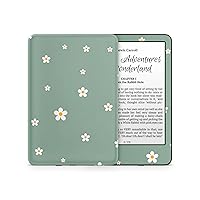 Compatible with Amazon Kindle Skin, Decal for Kindle All Models Wrap Forest Daisy, Cute Flowers Green Pastel Cozy (Kindle Gen 8)
