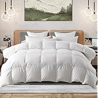 Down Comforter, Ultra-Soft Queen Fluffy Duvet Insert, Luxury Duck Feathers Down Comforter, Lightweight Bedding Comforters Suitable for All Seasons, White, 90 X 90in