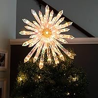 2619000 Electric Lighted Glittered Acrylic Starburst Tree Topper with 50 Lights 13.5