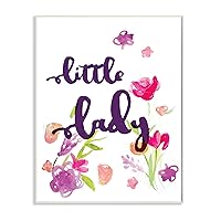 Stupell Home Décor Little Lady Typography Floral Wall Plaque Art, 10 x 0.5 x 15, Proudly Made in USA