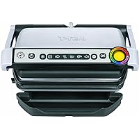 OptiGrill Stainless Steel Electric Grill 4 Servings 6 Automatic Cooking Modes, Intelligent grilling rare to well-done 1800 Watts Nonstick Removable Plates, Dishwasher Safe, Indoor, Silver