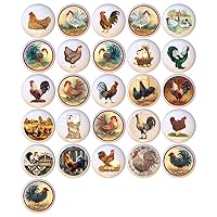 SET OF 26 KNOBS - Chickens Roosters Chicks - DECORATIVE Ceramic Dresser Drawer PULLS Cabinet Cupboard KNOBS