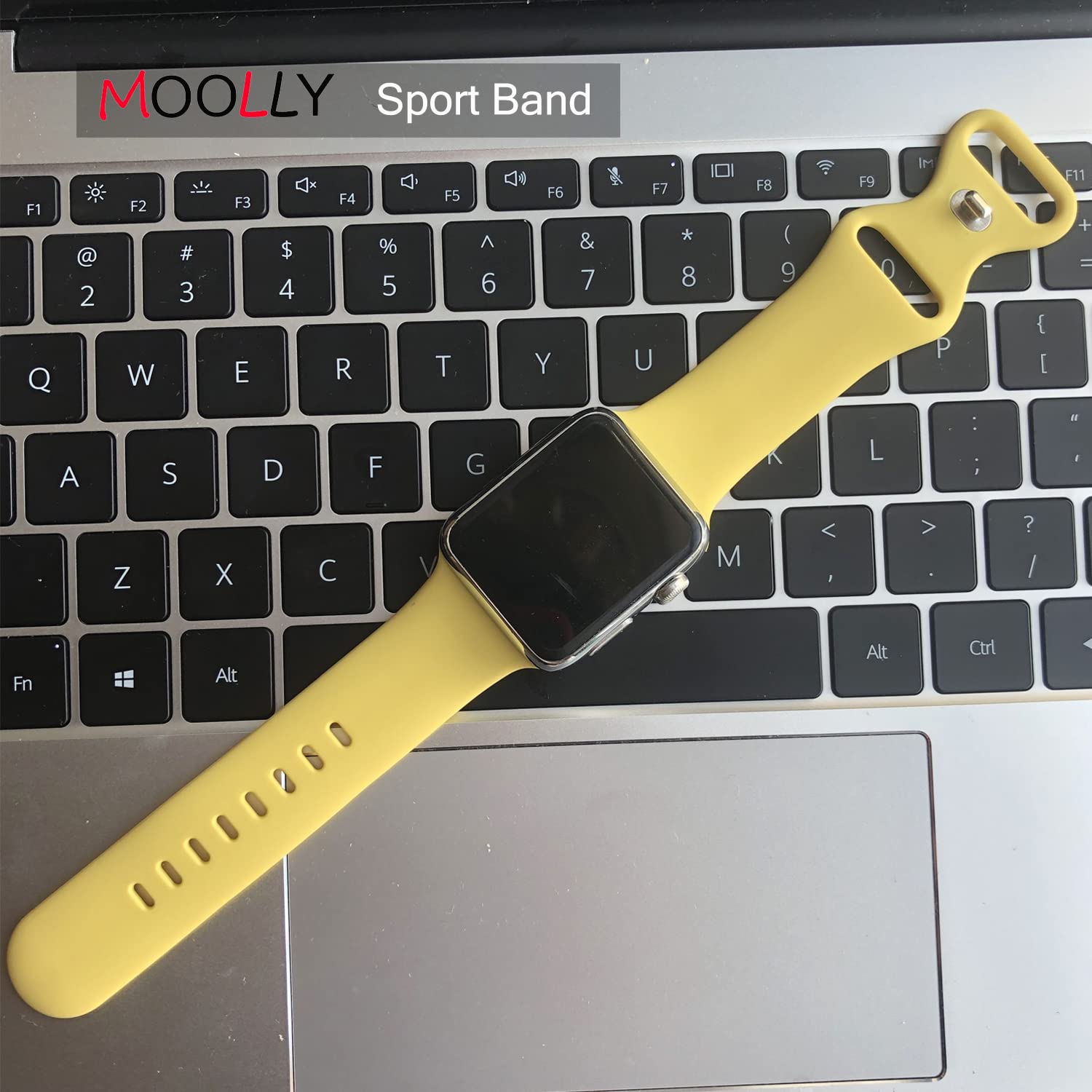 MOOLLY Band Compatible with Apple Watch Band 38mm 40mm 41mm 42mm 44mm 45mm 49mm, Soft Silicone Watch Strap Replacement Sport Band for iWatch Band Ultra SE Series 8/7/6/5/4/3/2/1 Sport & Edition (Pollen Yellow, 41mm/40mm/38mm S/M)