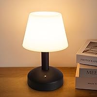 KDG Modern Cordless Small Table Lamps, Portable LED Dimmable Desk Lamp, 5000mAh Rechargeable Battery Operated Lighting for Restaurant/Bedroom/Bedside/Bar/Outdoor/Camping/Night Light(Black)