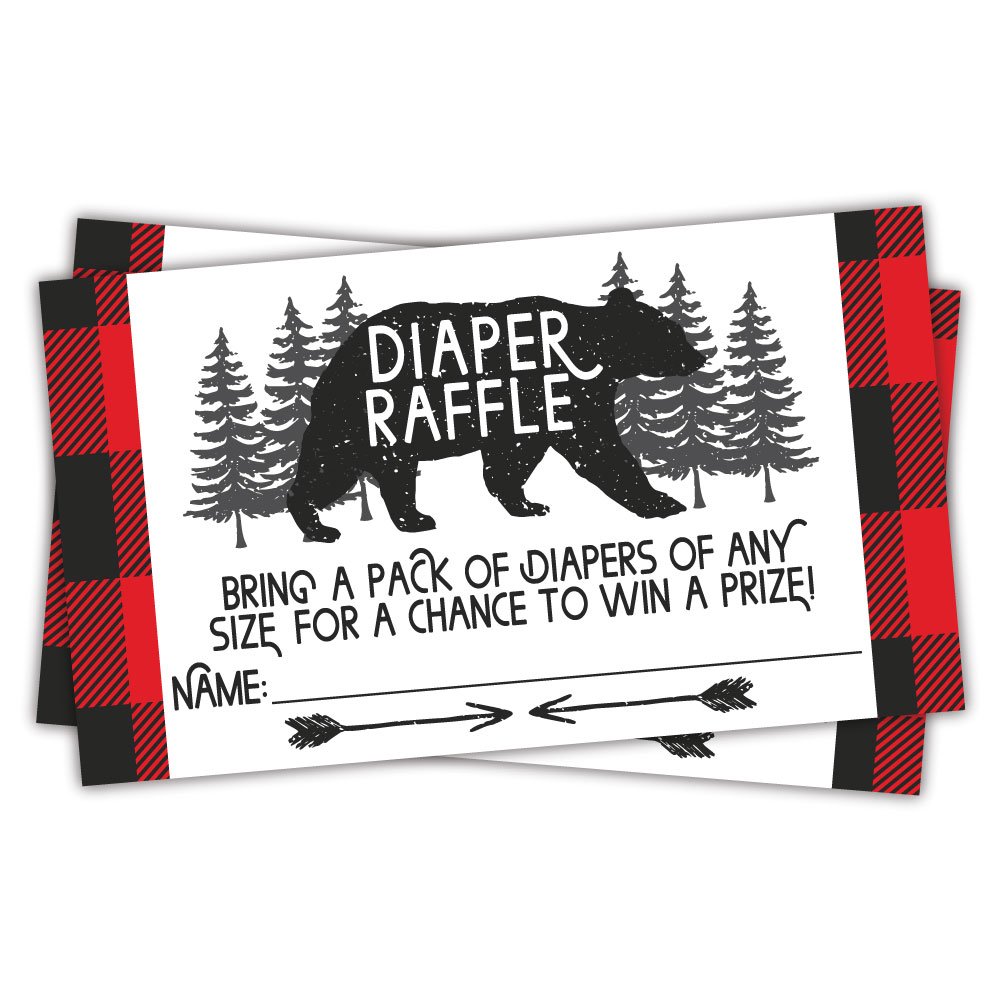 Lumberjack Diaper Raffle Tickets (50 Count) - Baby Shower Game