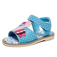 Girl's Sandals With Animal and Fruit Patterns, Open Toed Summer Beach Sandals, Genuine Leather Soft Anti Slip Flat Princess Sandals (Girls/Children)