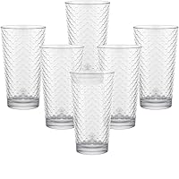 Paragon Honeycomb Set of 6 Heavy Base Highball Beverage Drinking Glasses Tumbler Cups for Water, Juice, Milk, Beer, Ice Tea, 15.7 oz