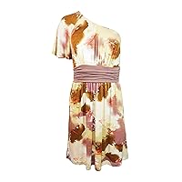 Women's Casual One Shoulder Printed Day Night Beach Party Ruched Dress