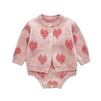 Baby Sweater Jacquard Cable Peach Heart Knit Spring Autumn Winter Long Sleeve Baby Girl Cardigan Vest Two-Piece Set