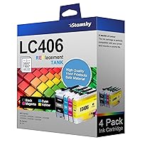 LC406 Ink Cartridges for Brother Printer for Brother LC406 Ink Cartridges LC406XL LC 406 XL Compatible with Brother MFC-J4535DW MFC-J4335DW MFC-J5855DW MFC-J6555DW MFC-J6955DW Printer, 4 Pack