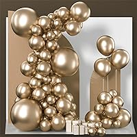 PartyWoo Chrome Gold Balloons, 100 pcs Gold Chrome Balloons Different Sizes Pack of 18 Inch 12 Inch 10 Inch 5 Inch for Balloon Garland or Arch as Birthday Decorations, Party Decorations, Gold-G127
