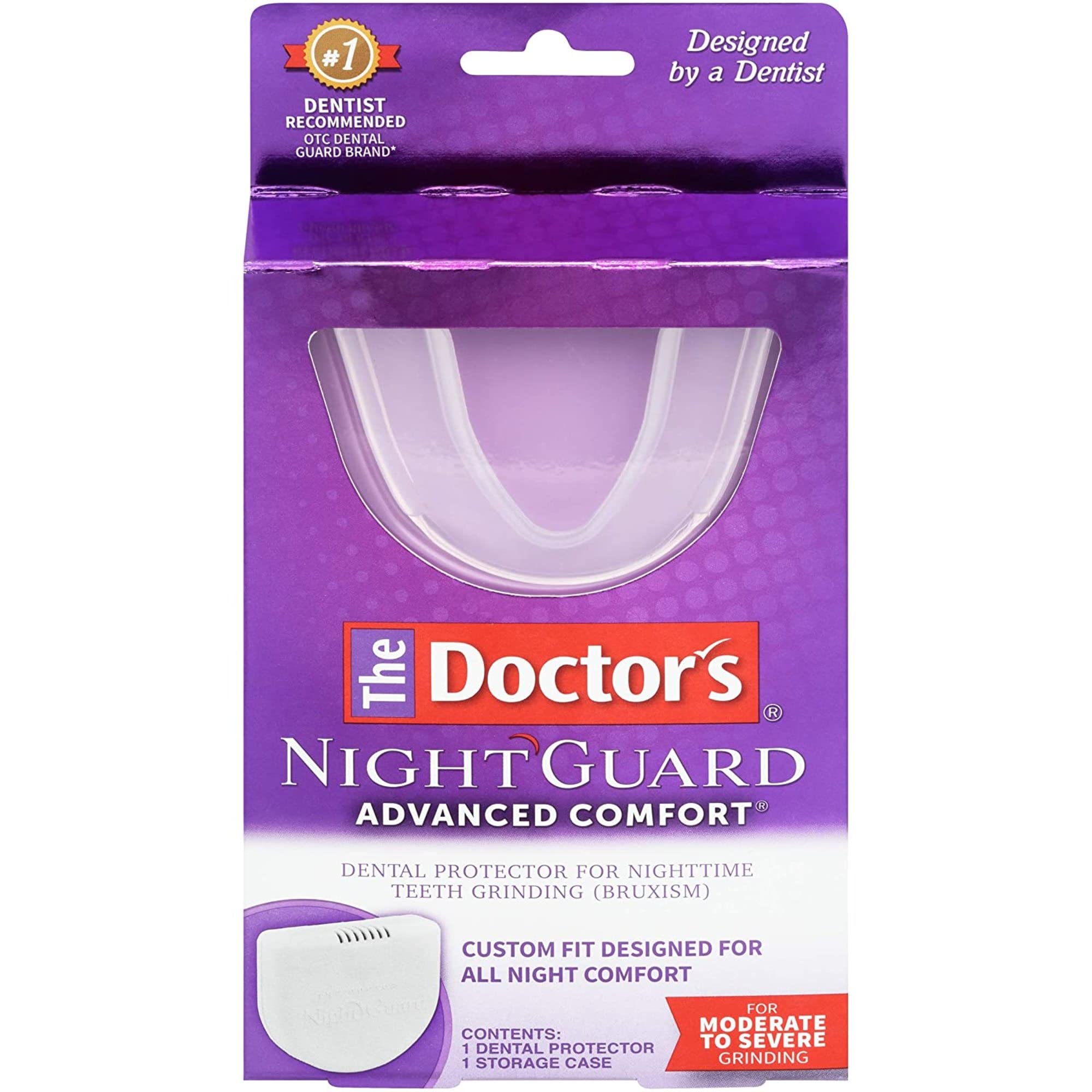 The Doctor’s NightGuard for Teeth Grinding, Custom-Fit Dental Guard for Nighttime 6x5x4 Inch (Pack of 1)
