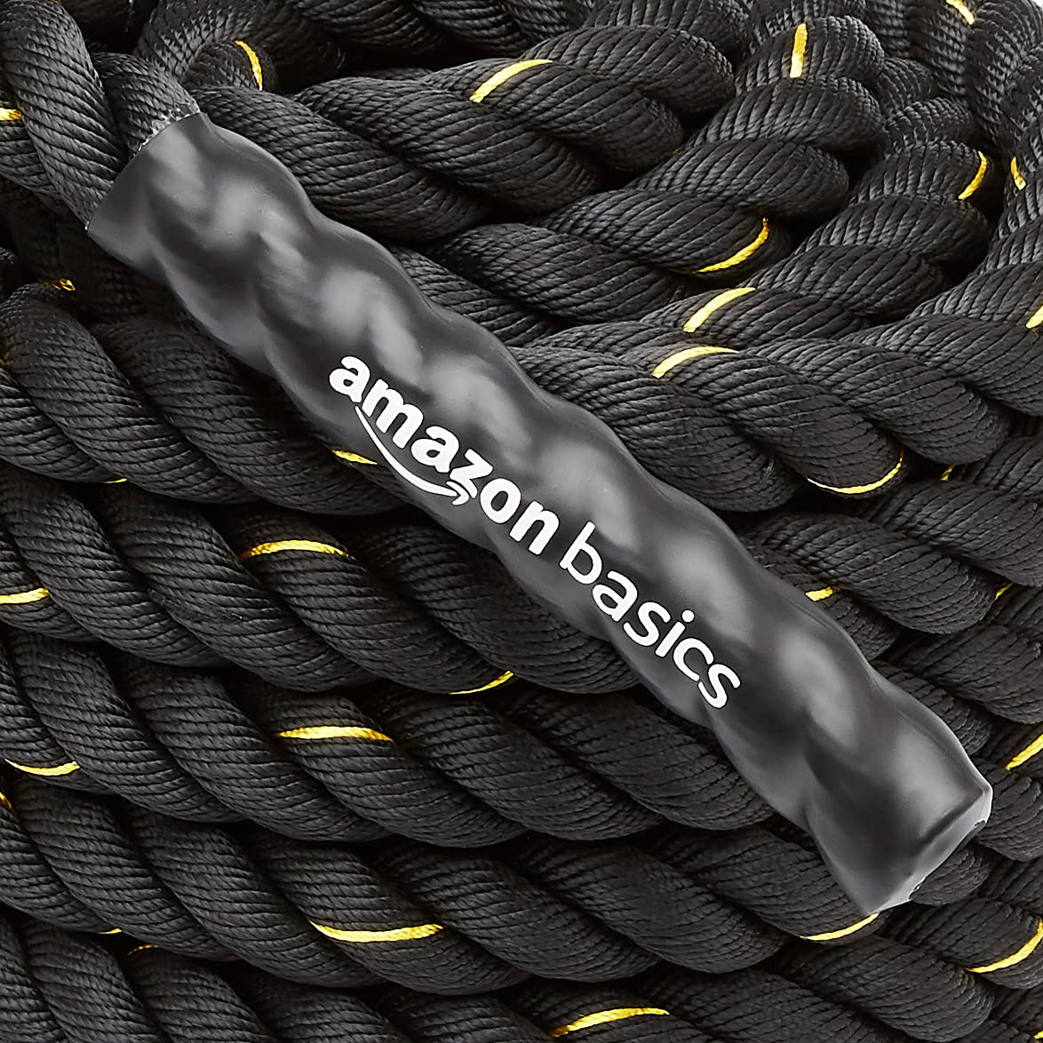 Amazon Basics Battle Exercise Training Rope - 30/40/50 Foot Lengths, 1.5/2 Inch Widths