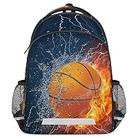 Basketball School Backpack for Boys Girls TeensFire Basketball College Students Backpack Laptop Backpack Travel Backpacks Bookbag Daypack