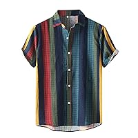 2024 Summer Beach Hawaiian Shirt,Casual Short Sleeve Shirt,Loose Fit Button-up Tropical Oversized Shirts