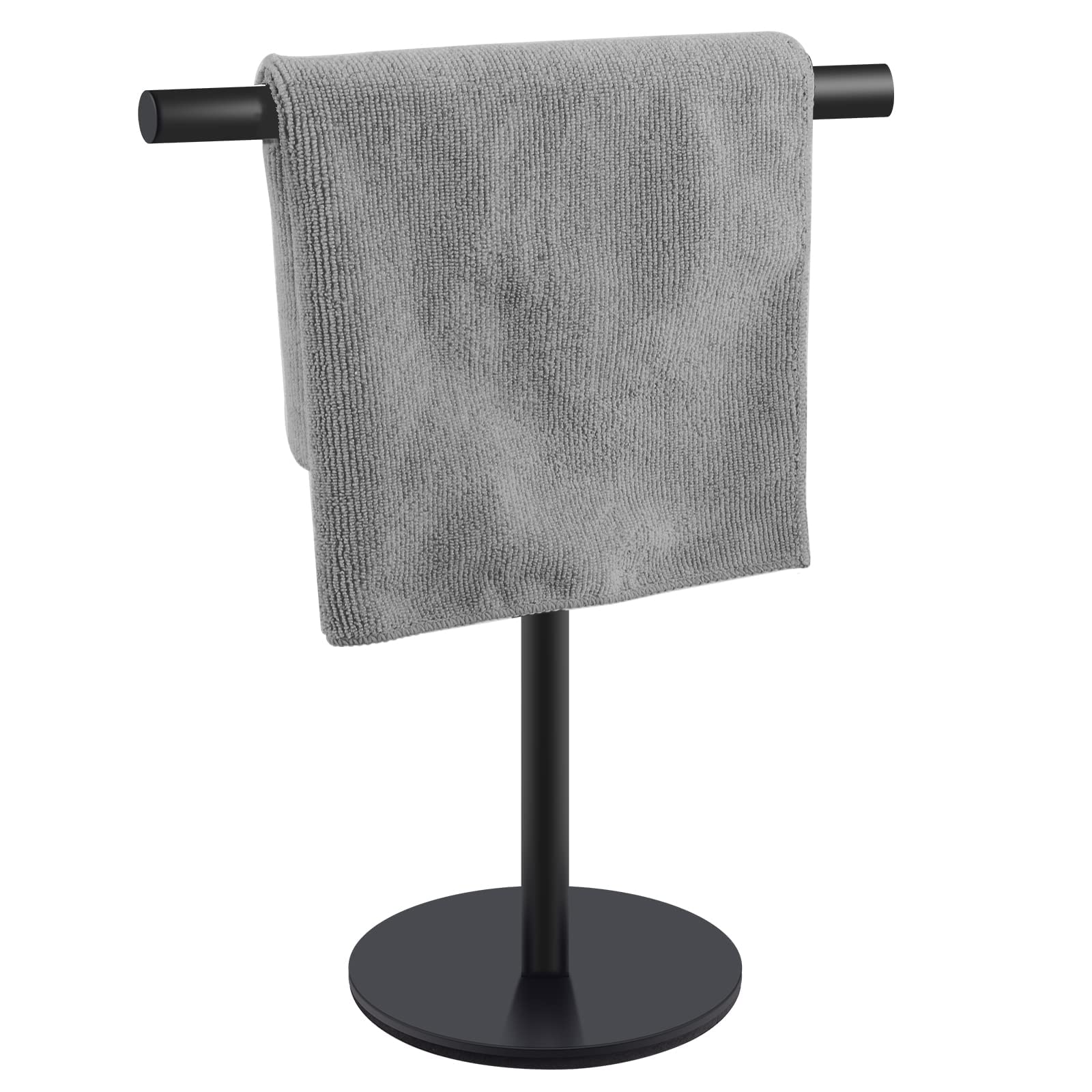 Mutclord T-Shape Hand Towel Holder - Free Standing Hand Towel Rack for Bathroom or Kitchen Countertops, with SUS304 Stainless Steel Matte Black Finish, Minimalist Style