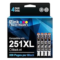 E-Z Ink (TM Compatible Ink Cartridge Replacement for Canon CLI-251XL CLI 251 XL to use with PIXMA MX922 MG5520 MG7120 MG6320 MG6620 MG5620 IX6820 IP8720 Printer(Black, 4 Pack)