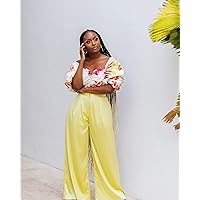 The Drop Women's Pale Green Wide Leg Satin Pant by @tenickab