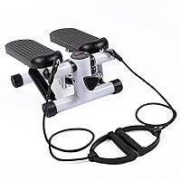 YSSOA Mini Stepper with Resistance Band, Stair Stepping Fitness Exercise Home Workout Equipment for Full Body Workout (White)
