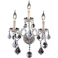 Elegant Lighting 7831W3C/EC Cut Clear Crystal Alexandria 3-Light Crystal Wall Sconce, Finished in Chrome with Clear Crystals