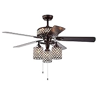 Warehouse of Tiffany CFL-8347RB Pristil 5 52-Inch Rustic Bronze Lighted Crystal Grid Shade (2 Color Option Blades) Ceiling Fan, Brown