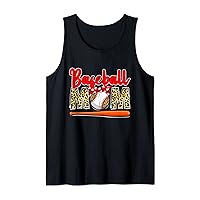 Baseball Mom Funny Leopard Mama Mommy Mother's Day Tank Top