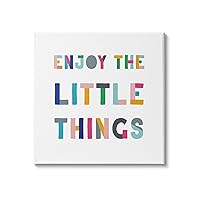 Stupell Industries Enjoy Little Things Kids' Motivational Phrase Block Typography, Designed by CAD Designs Canvas Wall Art, 17 x 17, White