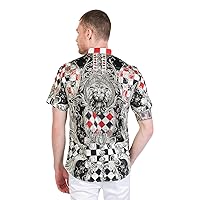 Barabas Men's Baroque Rhinestone Checkered Short Sleeve Shirts SSR20
